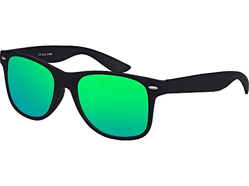 Balinco Sonnenbrille UV400 CAT 3 CE Rubber - mit Federscharnier für Damen & Herren (schwarz - grün) von Balinco