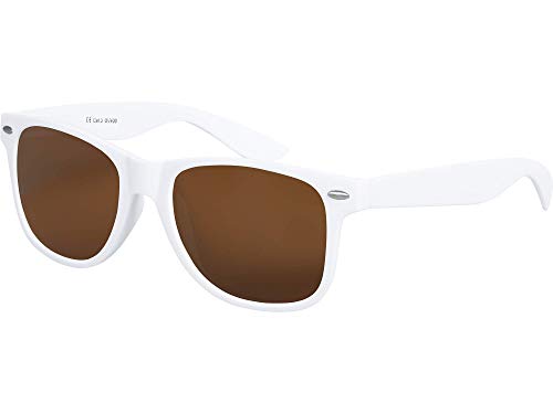 Balinco Sonnenbrille UV400 CAT 3 CE Rubber - mit Federscharnier für Damen & Herren (weiss - braun) von Balinco