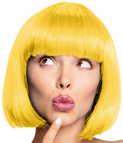 Balinco – Bob Perücke für Damen & Herren Gelb – Kurzhaarperücke Pagenkopf, Cabaret & Charleston für Karneval, Fasching & Motto Party – Einheitsgröße Unisex aus Polyester - Inkl. Haarnetz von Balinco