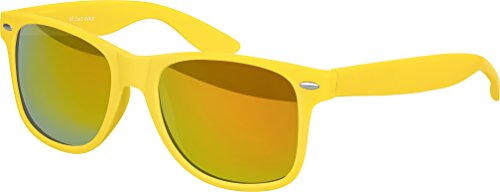 Balinco Sonnenbrille UV400 CAT 3 CE Rubber - mit Federscharnier für Damen & Herren (gelb - rot/orange verspiegelt) von Balinco