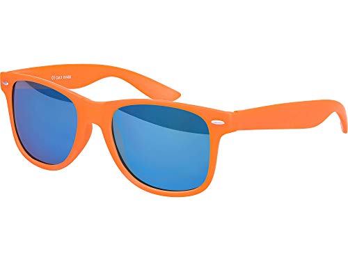 Balinco Sonnenbrille UV400 CAT 3 CE Rubber - mit Federscharnier für Damen & Herren (orange - blau verspiegelt) von Balinco