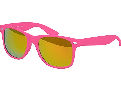 Balinco Sonnenbrille UV400 CAT 3 CE Rubber - mit Federscharnier für Damen & Herren (pink - rot/orange verspiegelt) von Balinco