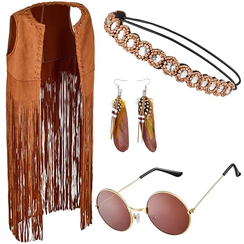 Indianerin Kostüm Set mit Haarband + Brille + Ohrringe (XL) von Balinco