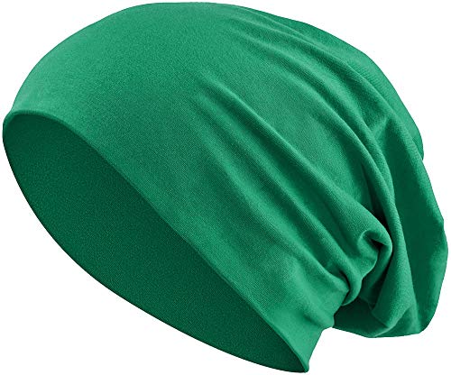 Jersey Baumwolle elastisches Long Slouch Beanie Unisex Mütze Heather in 35 (3) (Dark Green) von Balinco