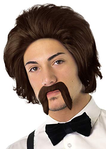 Mexikaner Perücke Chuck mit Schnurrbart in 3 verschiedenen Farben erhältlich (Braun) von Balinco