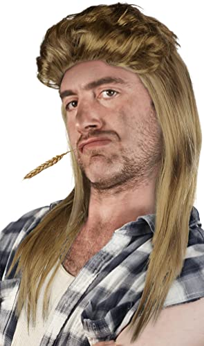 Prollperücke Vokuhilaperücke Proll Perücke Pimp Vokuhila Blond Brünette Grau Schwarz (Blond) von Balinco