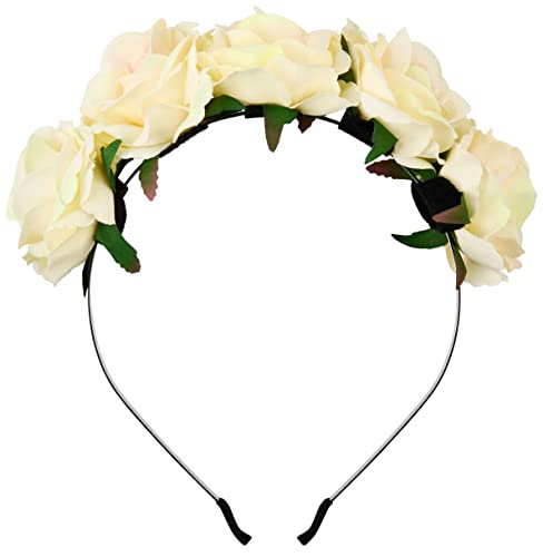 Rosenkranz Haarreif mit weißen Rosen | Blumenkranz Haarreifen | Brautjungfer Haarschmuck | Braut Rose | Hochzeit Haarkranz für Damen von Balinco