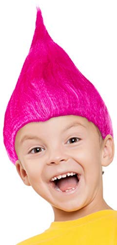 Troll Perücke für Kinder Mädchen & Jungen in pink, türkis und grün als Ergänzung für das Trolls Kostüm an Fasching und Karneval (Pink) von Balinco