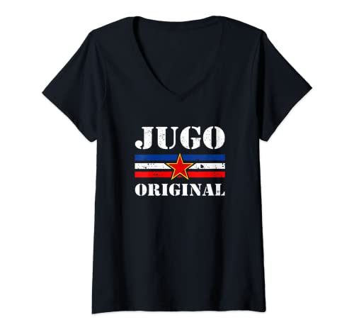 Damen SFRJ Jugoslawien Design mit Jugo Original Flagge T-Shirt mit V-Ausschnitt Damen SFRJ Jugoslawien Design mit Jugo Original Flagge T-Shirt mit V-Ausschnitt von Balkan Designs Jugoslawien