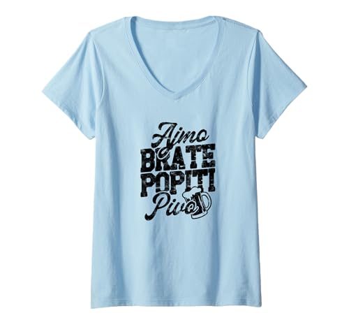 Damen Balkan Jugo - Jugoslawien - Spruch - ajmo brate popiti Pivo T-Shirt mit V-Ausschnitt Damen Balkan Jugo - Jugoslawien - Spruch - ajmo brate popiti Pivo T-Shirt mit V-Ausschnitt von Balkan Jugo - Jugoslawien - Spruch - ajmo brate