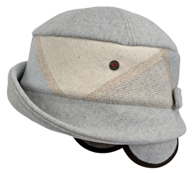 Balke Fleecemütze leicht karierter Toque Winter-Stoffhut mit Ohrenklappen von Balke