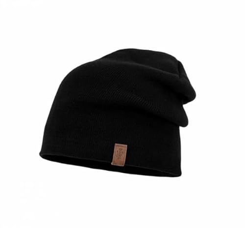 Balke Strick-Mütze 2-way Uni Baumwolle mit Umschlag schwarz Größe One Size von Balke