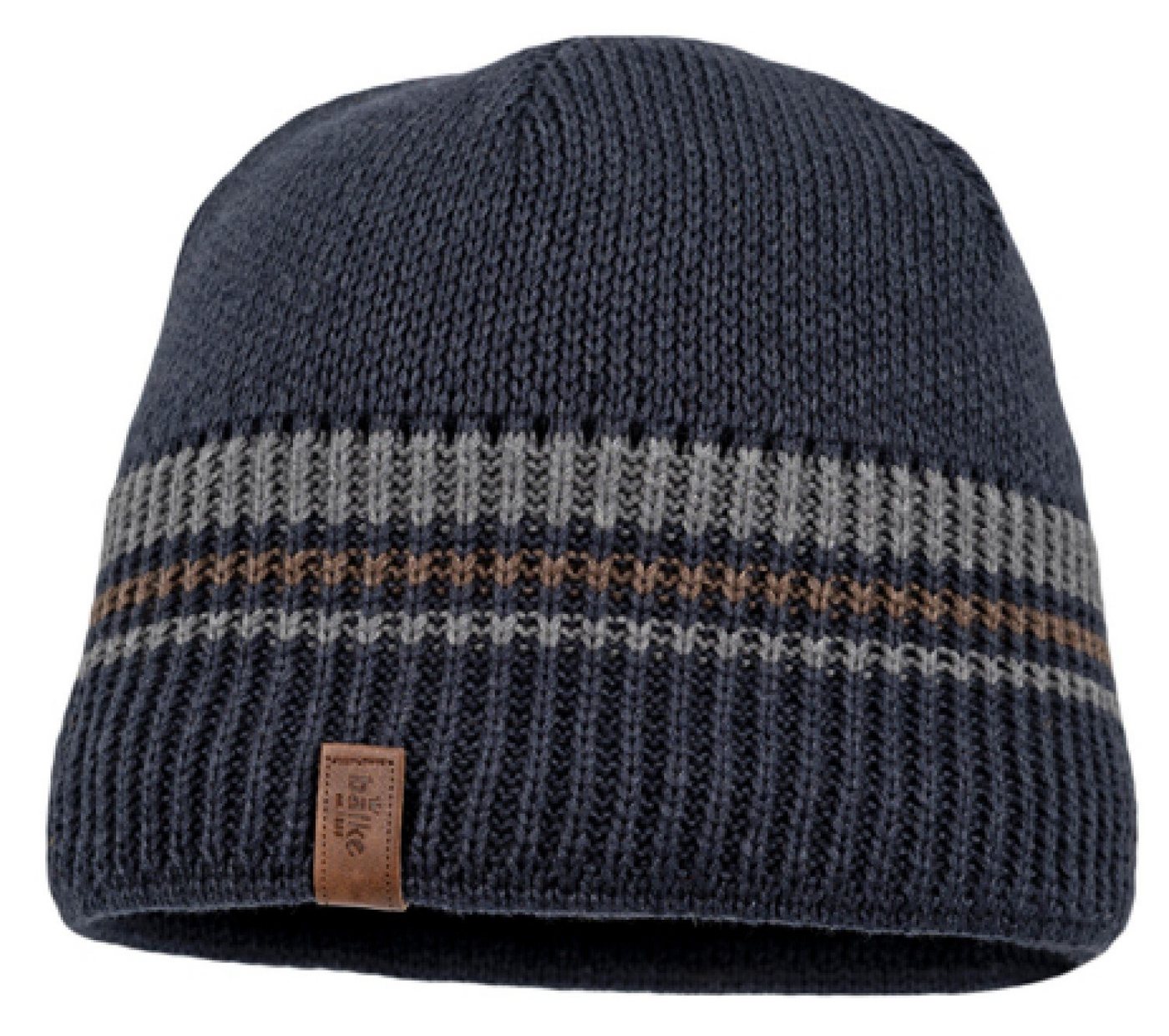 Balke Strickmütze aus Baumwoll-Mix mit Rippstrick-Rand & Streifen von Balke