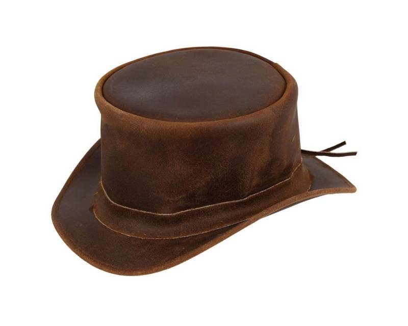 Balke Trilby extravaganter Outdoor Leder-Zylinderhut 100% Echtleder von Balke