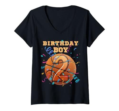 Damen Team von Zwei 2-jährigen Basketballspielern zum 2. Geburtstag T-Shirt mit V-Ausschnitt Damen Team von Zwei 2-jährigen Basketballspielern zum 2. Geburtstag T-Shirt mit V-Ausschnitt von Ball Sports Birthday Apparel Co.