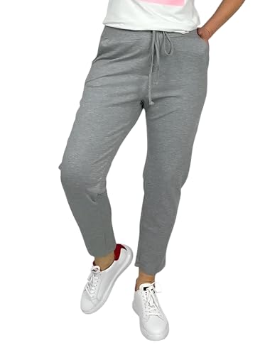 Ballandoro Chino Jogginghose Damen Elegant - Stretch Chinohose für Sportlich Business Hosenanzug, Freizeit Jeggins Outfit High Waist Joggpants mit Gummizug, Hellgrau, XXL von Ballandoro
