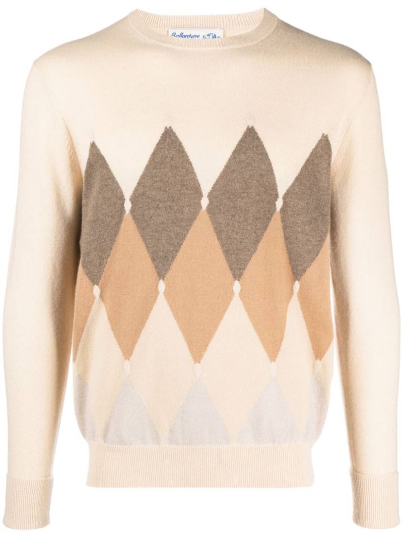 Ballantyne Kaschmirpullover mit Argyle-Muster - Nude von Ballantyne