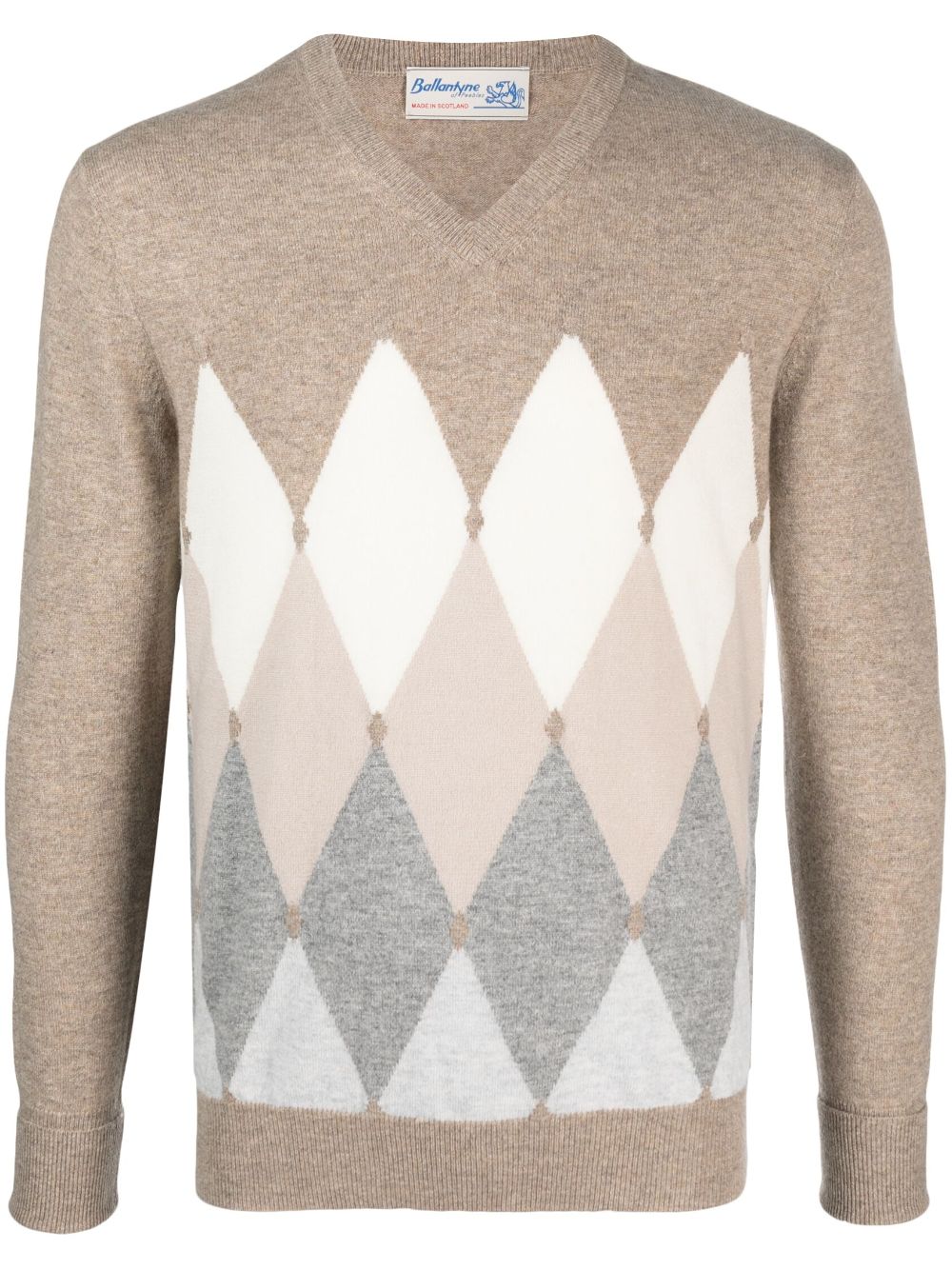 Ballantyne Kaschmirpullover mit Argyle-Muster - Nude von Ballantyne