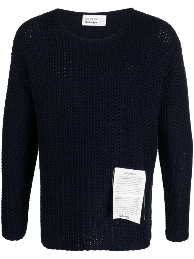 Ballantyne Pullover mit Waffelstrick-Muster - Blau von Ballantyne