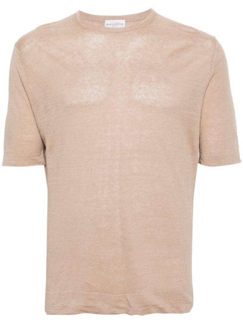 Ballantyne Fein gestricktes T-Shirt aus Leinen - Nude von Ballantyne