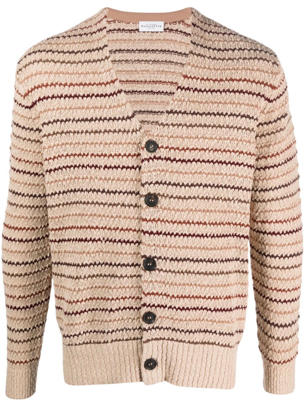 Ballantyne Gestreifter Cardigan mit V-Ausschnitt - Nude von Ballantyne