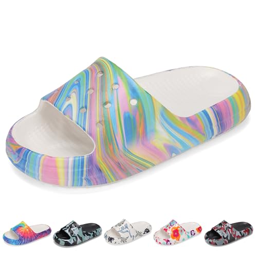 Kids Cloud Slides Jungen Mädchen rutschfeste Duschsandalen Komfort Hausschuhe für Sommer, Pool, Strand und Wasseraktivitäten, Farbige Spirale, 30 EU von Ballaza