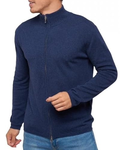 Balldiri 100% Kaschmir Herren Langarm Strickjacke 2-fädig indigo 3XL von Balldiri & Windhound
