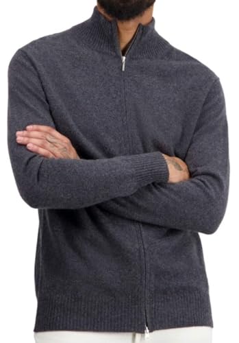 Balldiri 100% Kaschmir Herren langarm Strickjacke mit Reißverschluß 2-fädig grau meliert 2XL von Balldiri & Windhound