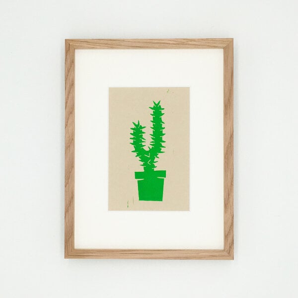 Ballenito Kaktus – Kunstdruck mit Echtholzrahmen von Ballenito