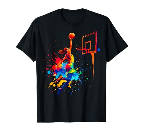 Damen Basketball Splash Hoop Net Color Tie Dye Slam Dunk T-Shirt von Baller Basketball Player Playing Basketball Sports