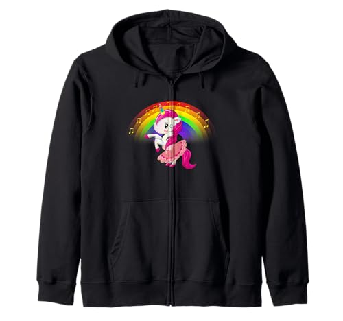 Ballett Tanz Einhorn Kinder T-Shirt Regenbogen für Mädchen Kapuzenjacke von Ballerina Einhorn Kinder Shirt