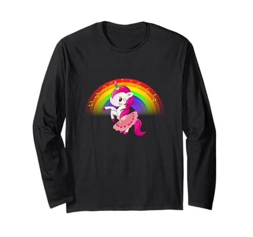 Ballett Tanz Einhorn Kinder T-Shirt Regenbogen für Mädchen Langarmshirt von Ballerina Einhorn Kinder Shirt