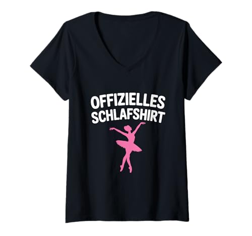 Damen Ballerina Pyjama Ballett Nachthemd Offizielles Schlaf T-Shirt mit V-Ausschnitt Damen Ballerina Pyjama Ballett Nachthemd Offizielles Schlaf T-Shirt mit V-Ausschnitt von Ballerina Tänzerin Ballett