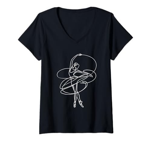 Damen Ballerina Minimalistische Balletttänzerin Frauen Mädchen Tanz T-Shirt mit V-Ausschnitt Damen Ballerina Minimalistische Balletttänzerin Frauen Mädchen Tanz T-Shirt mit V-Ausschnitt von Ballet Dancing Gifts & Apparel