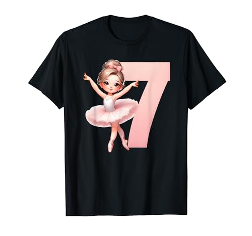 Ballerina Mädchen Tanzen Tutu Ballett Geburtstag Girly Turning 7 T-Shirt von Ballet Life Girly Dance Love Ballerinas & Co