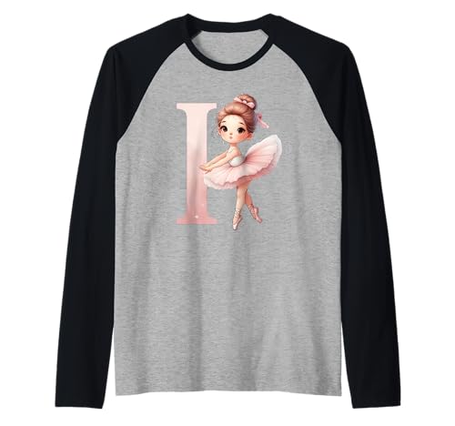 Ballerina Mädchen Tanzender Name Anfangsbuchstabe I Girly Tutu Ballett Raglan von Ballet Life Girly Dance Love Ballerinas & Co