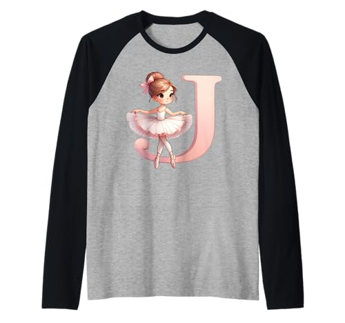 Ballerina Mädchen Tanzender Name Anfangsbuchstabe J Girly Tutu Ballett Raglan von Ballet Life Girly Dance Love Ballerinas & Co