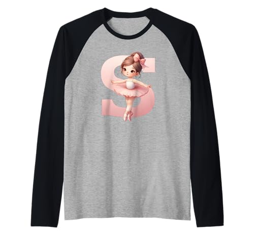 Ballerina Mädchen Tanzender Name Anfangsbuchstabe S Girly Tutu Ballett Raglan von Ballet Life Girly Dance Love Ballerinas & Co