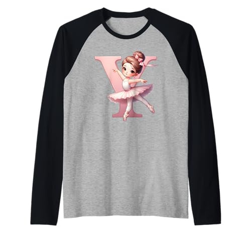 Ballerina Mädchen Tanzender Name Anfangsbuchstabe Y Girly Tutu Ballett Raglan von Ballet Life Girly Dance Love Ballerinas & Co