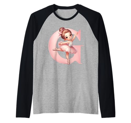 Ballerina Mädchen Tanzender Name erster Buchstabe G Girly Tutu Ballett Raglan von Ballet Life Girly Dance Love Ballerinas & Co