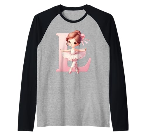 Ballerina Mädchen Tanzender Name erster Buchstabe L Girly Tutu Ballett Raglan von Ballet Life Girly Dance Love Ballerinas & Co