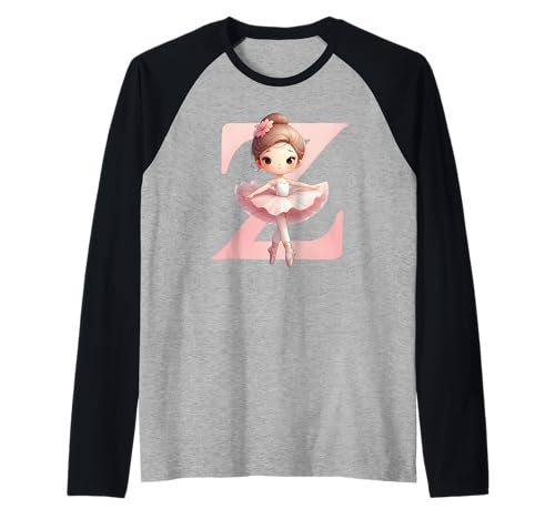 Ballerina Mädchen Tanzender Name erster Buchstabe Z Girly Tutu Ballett Raglan von Ballet Life Girly Dance Love Ballerinas & Co