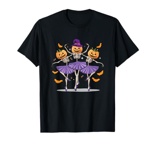 Skeletttänzerin Halloween Ballettliebhaber Kürbis Hexe Mädchen T-Shirt von Ballet Pumpkin Skeleton Scary Halloween Women