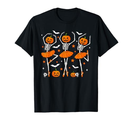 Ballett Kürbis Skelett Gruselig Halloween Männer Frauen Jungen Mädchen T-Shirt von Ballet Skeleton Dance Scary Funny Halloween Shirt