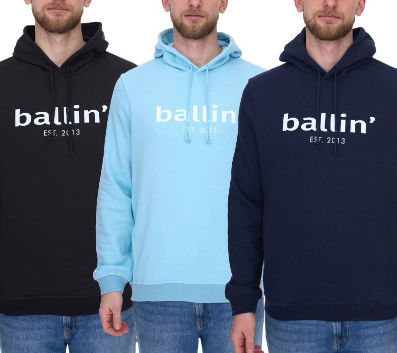 Ballin Est. 2013 Herren nachhaltiger Hoodie Kapuzen-Pullover mit Logo-Print auf der Front HO-H00050 in Schwarz, Blau oder Navy Ballin Est. 2013 Herren nachhaltiger Hoodie Kapuzen-Pullover mit Logo-Print auf der Front HO-H00050 in Schwarz, Blau oder Navy von Ballin Est. 2013