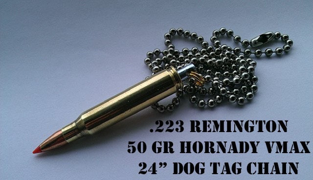 Replik Einer .223 Remington | 5.56 Mm Nato Kugelanhänger-Halskette Mit Vmax-Kugel Und 61cm Dogtag-Kette von BallisticJewelry