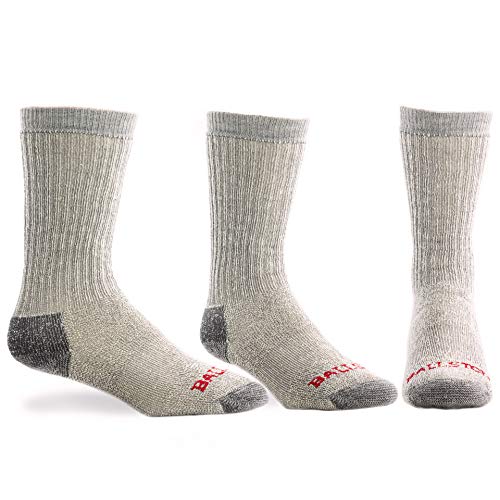 Ballston 83% Wool Heavyweight Expedition Weight Hunting Socks - 3 Pairs for Men and Women(Lunar Gray, L (Fits Men's Shoe 9-12, Women's 10-12)) von Ballston