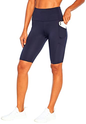 Bally Total Fitness Damen Fiona Pocket Tummy Control 11" Bermuda Shorts, Midnight Blue, Small von Bally Total Fitness