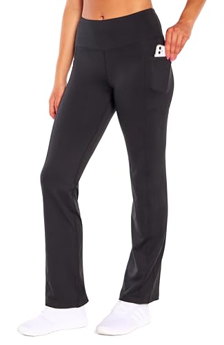 Bally Total Fitness Damen Flare Comfort hoher Taille und Taschen Yoga-Hose, Schwarz, Medium von Bally Total Fitness