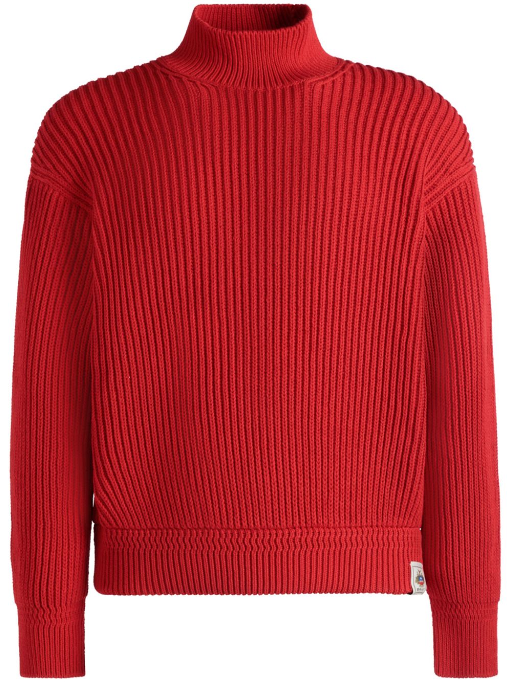 Bally Gerippter Strickpullover mit Stehkragen - Rot von Bally